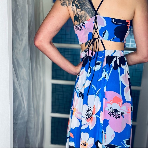 chinese dress ladies Lovely Royal Blue Floral Maxi Dress main image 0